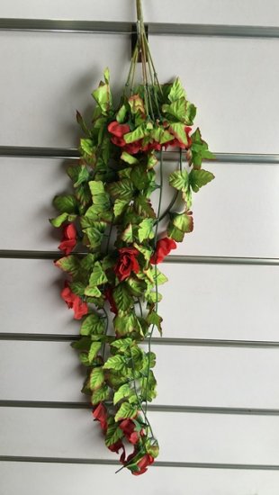 4X Artificial Red Rose Flower Vine Hanging Leaves we-flo86 - Click Image to Close