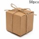 50X Brown Kraft Square Chic Sweets Candy Gift Boxes W/Hemp Cord