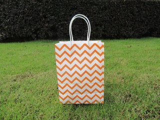 48 Bulk Waved Kraft Paper Gift Carry Shopping Bag 22x16x8cm Oran