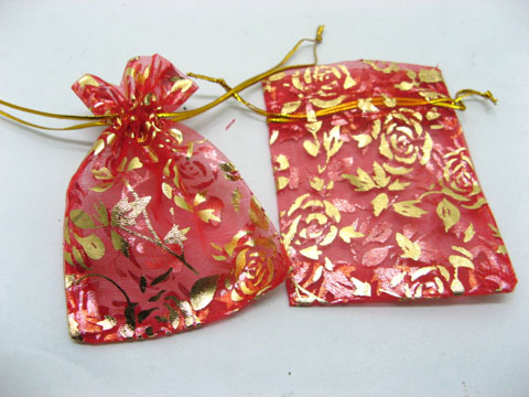100 Red Organza Drawstring Jewelry Gift Pouches 7X9cm - Click Image to Close