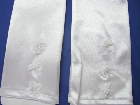 1Pair Wedding Dress/Satin Flower Bridal Gloves 37cm - Click Image to Close