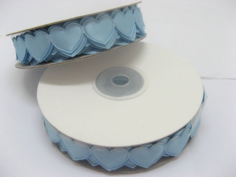 5 Rolls (50meters) Blue Satin Heart Craft Daisy Ribbon - Click Image to Close