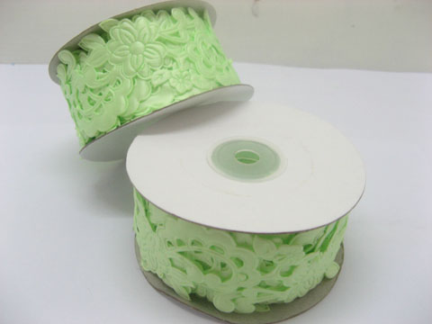 5Roll X 10Meters Green Satin Wide Flower Craft Daisy Ribbon - Click Image to Close