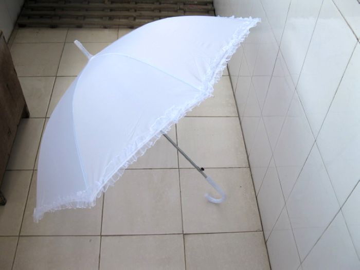 1X Cloth Wedding/Bridal Ruffle Parasol Umbrella - Click Image to Close