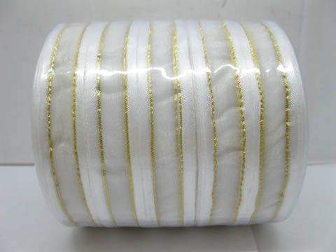 5Rolls X 250Yards White Edged Organza Ribbon 18mm - Click Image to Close