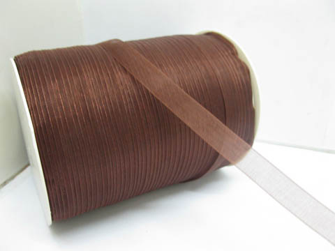 1Roll X 500Yards Coffee Brown Organza Ribbon 9mm - Click Image to Close