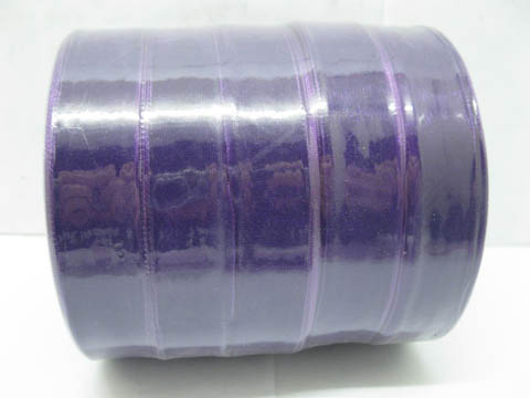 5Rolls X 50Yards Dark Purple Organza Ribbon 18mm - Click Image to Close