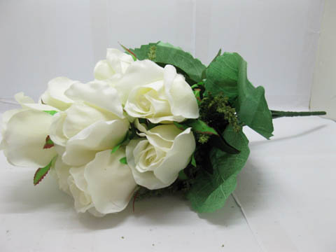 1X Bridal Bouquet Holding Flowers Wedding 12-Heads White - Click Image to Close