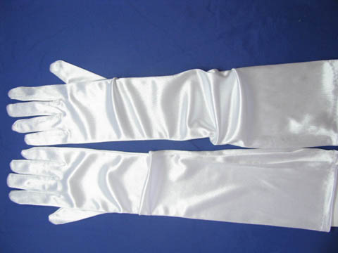 1Pair White Satin Wedding Dress Bridal Gloves 46cm - Click Image to Close