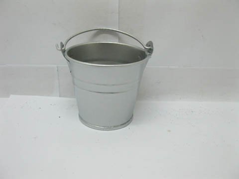 12 Mini Slivery Grey Metal Tin Bucket Wedding Bomboniere 57x55x4 - Click Image to Close