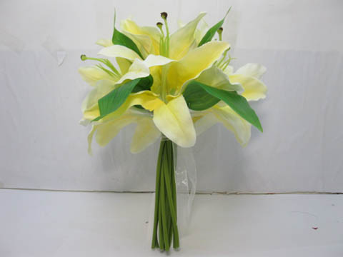 1X Lily Bridal Bouquet Holding Flowers Wedding Favor Yellow - Click Image to Close