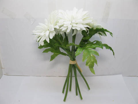1X Gerbera Jamesonii Bridal Bouquets Wedding Holding Flowers Whi - Click Image to Close