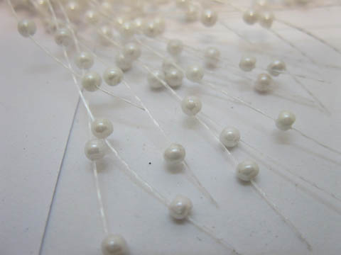 50Strands White Beaded Garland for Wedding Craft Dia.3mm - Click Image to Close