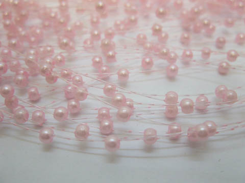 60Strands Pink Beaded Garland for Wedding Craft Dia.3mm - Click Image to Close
