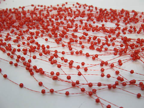 60Strands Red Beaded Garland for Wedding Craft Dia.3mm - Click Image to Close