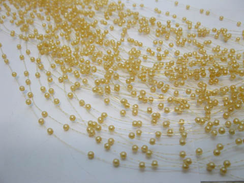 60Strands Yellow Beaded Garland for Wedding Craft Dia.3mm - Click Image to Close