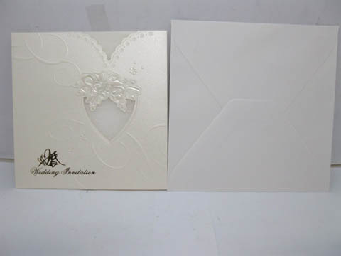 10Pcs New Square Wedding Invitation W/Flower&Heart 15X15cm - Click Image to Close