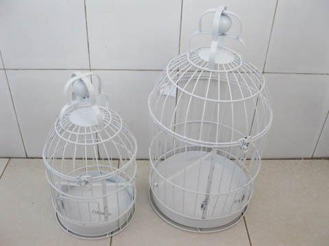 1Set 2in1 White Luxury Metal Hanging Bird Cage ca-b18 - Click Image to Close