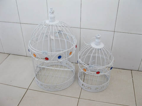 1Set 2in1 Luxury Hanging Bird Cage W/Rhinestone - Click Image to Close