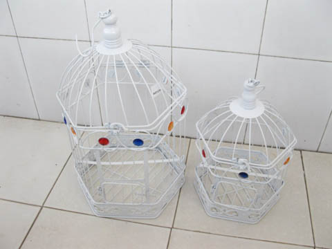 1Set 2in1 Luxury Hexagon Hanging Bird Cage W/Rhinestone - Click Image to Close