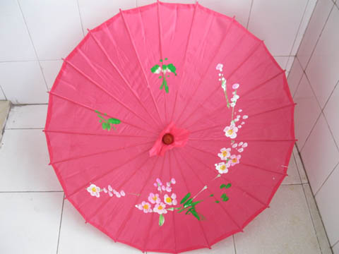 5X Fuschia Oriental Parasol Cloth Umbrella FloralPattern - Click Image to Close
