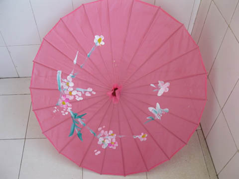 5Pcs Pink Oriental Parasol Cloth Umbrella Floral Pattern - Click Image to Close