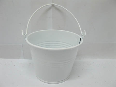 12 Mini White Metal Tin Bucket Wedding Bomboniere 70x70x52mm - Click Image to Close