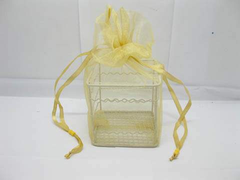 12Pcs Ivory Metal Wire Candy Basket w/Bag Wedding Favor - Click Image to Close