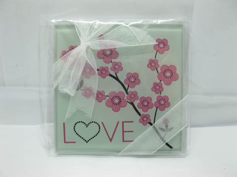 10Sets X 2Pcs Cherry Blossom Glass Coaster Wedding Favor - Click Image to Close