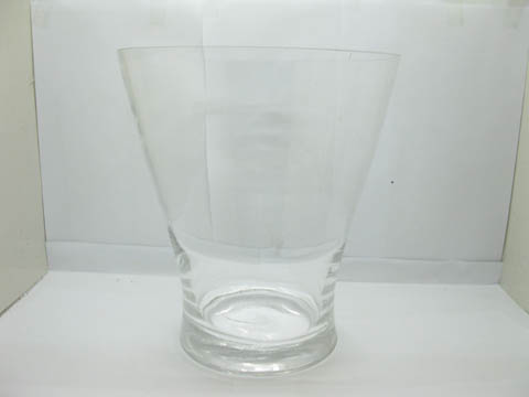 1X Wedding Clear Glass Wide Top Flower Vase 26.5cm high - Click Image to Close