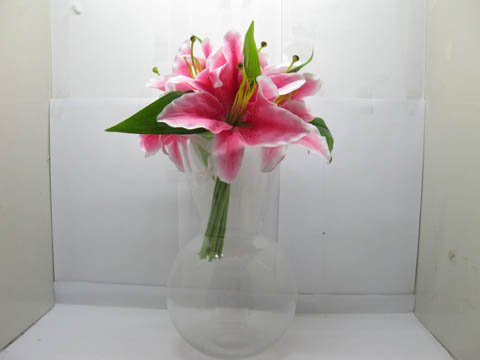 7X Clear Glass Table Flower Vases 26.5cm High - Click Image to Close