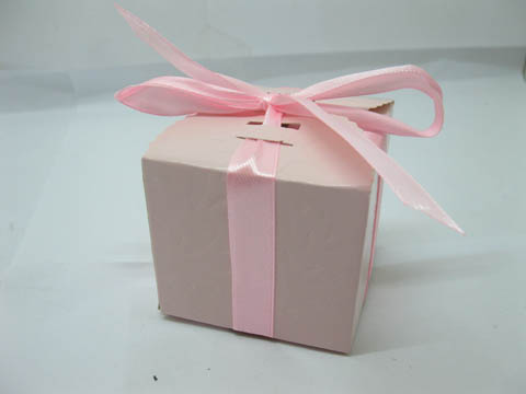 50X Baby Pink Bomboniere Wedding Favor Boxes w/Ribbon 6x6x5.5cm - Click Image to Close