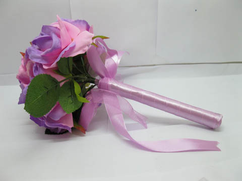 1X Purple Rose Bridal Bouquet Holding Flowers Wedding Favor - Click Image to Close
