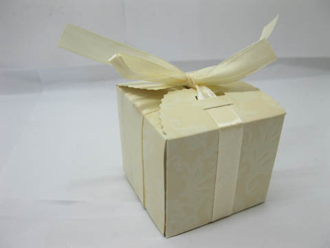 50X Ivory Bomboniere Wedding Favor Boxes w/Ribbon 6x6x5.5cm - Click Image to Close