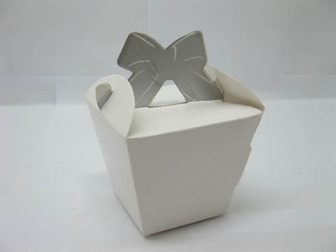 98X White Bowknot Handle Candy Gifts Bomboniere Box WeddingFavor - Click Image to Close