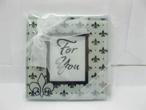 10Sets X 2Pcs Black "Fleur-de-lis" Frosted Glass Photo Coasters - Click Image to Close