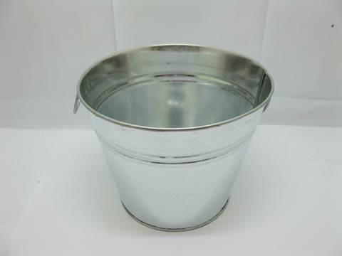 10X Silvery Metal Tin Bucket w/Handle Wedding Favor - Click Image to Close