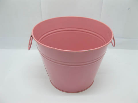 10X Pink Tin Pail Bucket w/Ring Handle for Wedding Favor - Click Image to Close