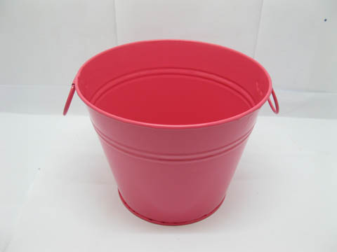 10X Fuschia Tin Pail Bucket w/Ring Handle for Wedding - Click Image to Close
