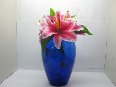 9Pcs Blue Art Glass Table Flower Vases 24cm High - Click Image to Close