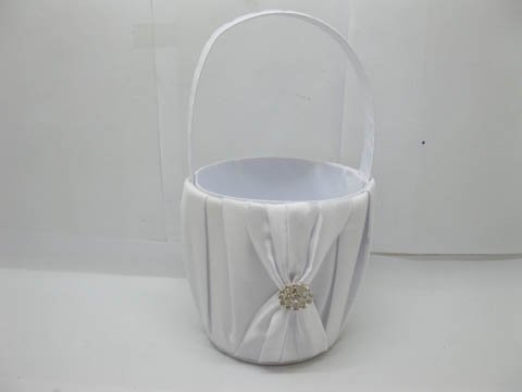 1X New White Wedding Flower Girl Basket Favor - Click Image to Close