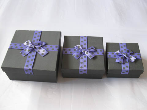 1Set 3in1 Polka Dotted Ribbon Gift Boxes - Black - Click Image to Close