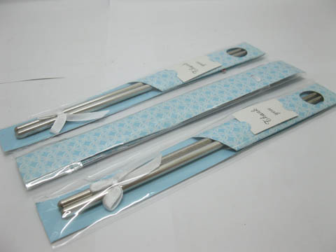 10Pairs Stainless Steel Chopsticks in Artistic Sleeve - Blue - Click Image to Close