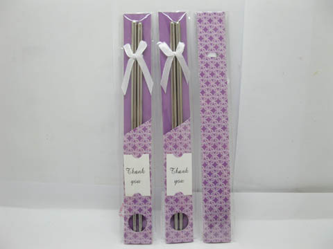 10Pairs Stainless Steel Chopsticks in Artistic Sleeve - Purple - Click Image to Close