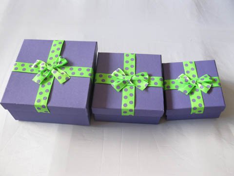 1Set 3in1 Polka Dotted Ribbon Gift Boxes - Purple - Click Image to Close