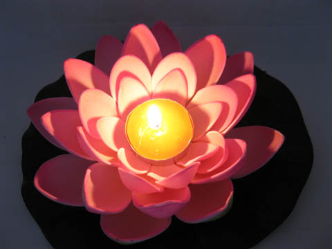 25 Pink Floating Lotus Flower with Candle Wedding Decoration - Click Image to Close
