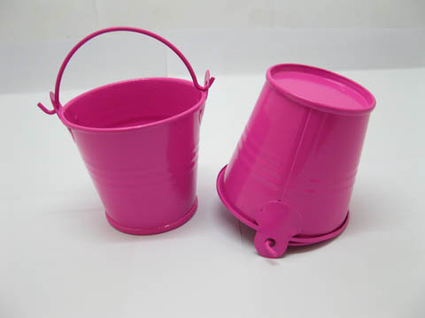 12 Fushia Mini Tin Pail Bucket Wedding Favor 6x5x4cm - Click Image to Close