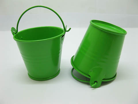 12 Green Mini Tin Pail Bucket 6x5.5x4.2cm for Wedding Favor - Click Image to Close