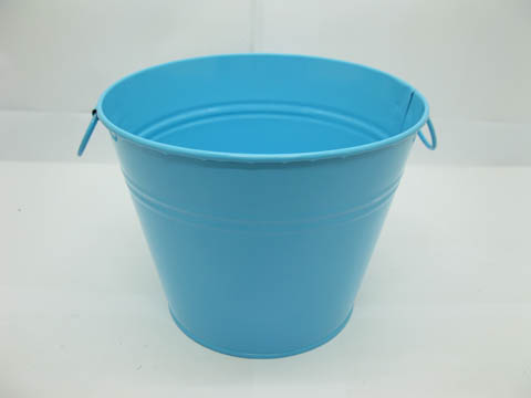 10X Blue Tin Pail Bucket w/Ring Handle for Wedding Favor - Click Image to Close