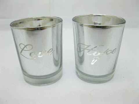 144 Silver Glass Tea Light Holder Wedding Favor Words On - Click Image to Close